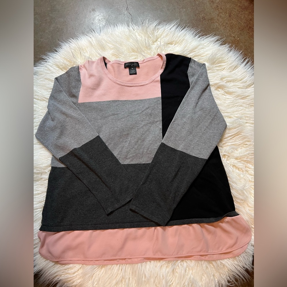 Black/gray/pink Investments ll thin sweater, 1X